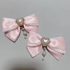 ピンクリボンヘアクリップ 2個セット
