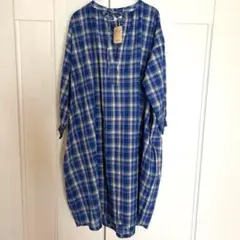 新品タグ付き　ニコアンド　チェック コットン ロングワンピース　ブルー