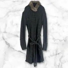 ルージュヴィフ　ニットカーディガン　長袖　ロング丈　ラビットファー　ウール混