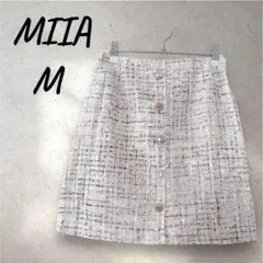 ミーア チェック柄 ツイードスカート ミニスカ ビジューボタン ピンク M