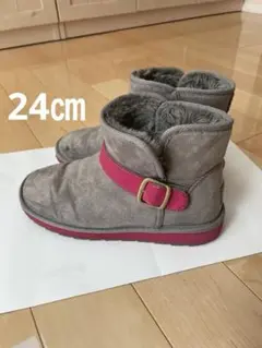 VANS ヴァンズ　ムートンブーツ　グレー/ピンク　スエード調　内ボア　ブーツ