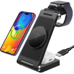 ワイヤレス充電器 iphone 充電スタンド マグネット式充電器