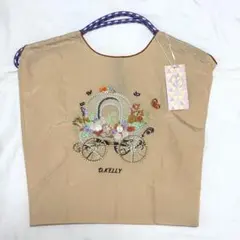 新品 D.KELLY 刺繍 トートバッグ DK-BC-508 華車 ベージュ