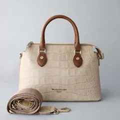 美品イタリア製 クロコ型押し Modaprincipe 2way ハンドバッグ
