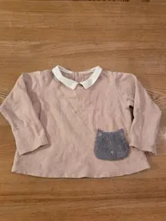 petit main 110 猫ポケット 長袖カットソー