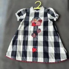 familiarチェック柄フリルワンピース いちご