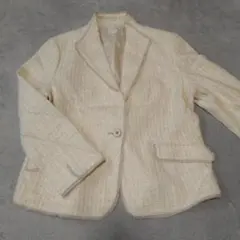 【超美品】自由区 オフホワイト ツイード ラメ入り ジャケット サイズ46