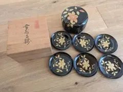 漆器 菓子器・喰籠 セット 6枚皿　 久美皿 銘々皿 収納容器 付き