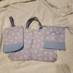 さくらんぼ柄 女の子 レッスンバッグ 給食袋 シューズ入れ 入園入学 3点セット