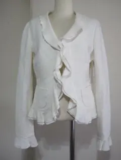 COMME CA ISMサイズMフリル襟ツイードジャケット♭4434