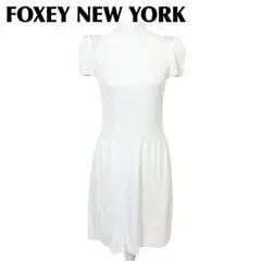 美品】FOXEY ノースリーブワンピース コットン 38 ホワイト 無地
