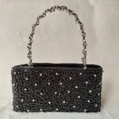 ビーズビジュー　黒　ハンドバッグ　パーティーバッグ