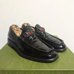 GUCCI　ホースビットローファー　ウェブ付き　黒　41 1/2E