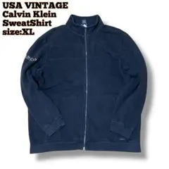 USA古着 Calvin Klein スウェット ジップアップLSCO ブラック