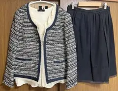 INEDフォーマル ツイードジャケット スカート ブラウス 3点セット