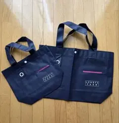 LOWRYS FARM ショップバッグ2枚（大小）セット ネイビー