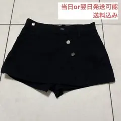 キュロット　スカート風デニムショートパンツ