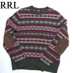 RRL フェアアイル柄 エルボーパッチ ウール アルパカ ニット セーター Mのサムネイル