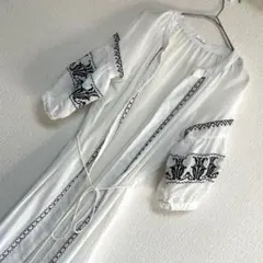 RAY CASSIN レイカズン　シアー刺繍　ロングカーディガン半袖　 M 白のサムネイル