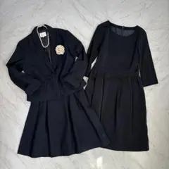 フォーマル きれいめ セレモニースーツ3点セット ワンピース ネイビー M