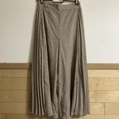 GU クロップドワイドパンツ S ベージュ ドット柄