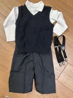 男の子フォーマル　４点セット（ブラック/ホワイト）