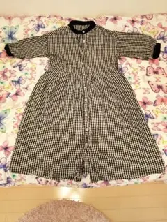 チェック柄ロングワンピース 長袖