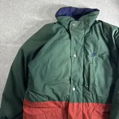【希少】NIKE ダウンジャケット 厚手 ワンポイント グリーン レッド