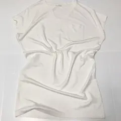 GU VネックロングT ノースリーブ チュニック ワンピース 白T シンプル