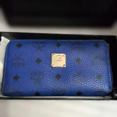 MCM ラウンドファスナー 長財布 ブルー 箱 保存袋付きのサムネイル