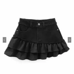 GRL インパン裏地付きデニムフリルミニスカート ブラック