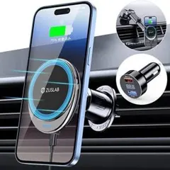 車載ホルダー ワイヤレス充電器 スマホホルダー　粘着ゲル吸盤　エアコン吹き出し口