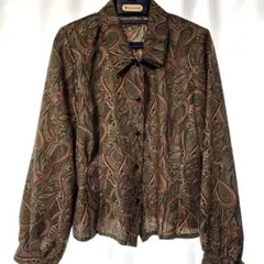 ヴィンテージ☆ペイズリー柄 長袖シャツ 11号