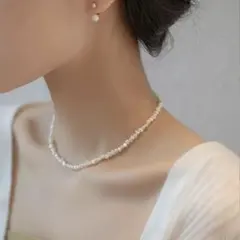 淡水パールネックレス 小粒 バロックパール 上品 華奢 大人可愛い