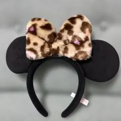 ミニー　ヒョウ柄リボンカチューシャ