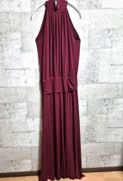Julian Chang ホルターネック ロングドレス ワインレッド Lスリット