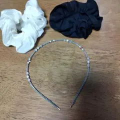 カチューシャ＆シュシュ白と黒