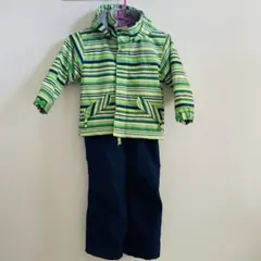子ども用 スノーウェア グリーン ストライプ柄 100 110