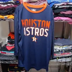 9.MLBアストロズ海外製スポーツロゴ長袖tシャツМ紺USA直輸入メンズのサムネイル