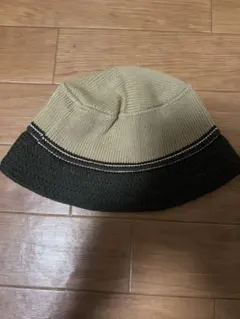 コットン製バケットハット ベージュ/ダークグリーン