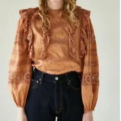 moussy マウジー レースラッフルブラウス