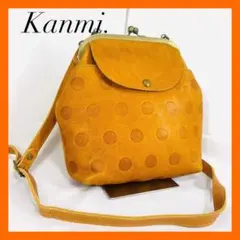 極美品 Kanmi. カンミ ドット がま口 レザー ハンドバッグ 黒 日本製