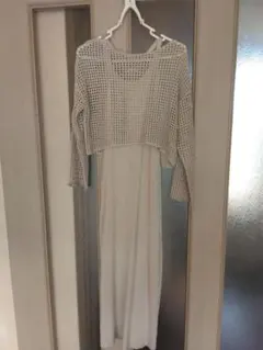 GU2ピースニットロングキャミソールワンピース