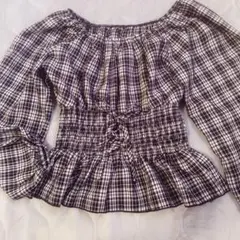 INGNI オフショル チェック柄 ブラウス