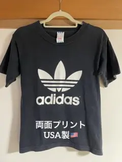 90s USA製 adidasアディダス 両面プリントTシャツ シングルステッチ