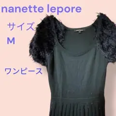 nanette lepore M ワンピース 半袖 ブラック黒 ラメ プリーツ