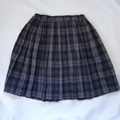 140 グレー系チェック柄プリーツスカート 冬服 制服 セレモニー