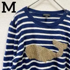 希少✨️TALBOTS【M】タルボット クジラ ボーダーニット ネイビー 古着