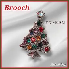 値下げ 新品 ブローチ クリスマスツリー マルチカラー ギフト用 キラキラ a