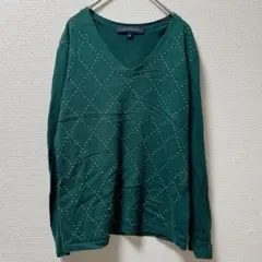 美品 トミーヒルフィガー【M】Vネック スタッズ ニット グリーンのサムネイル